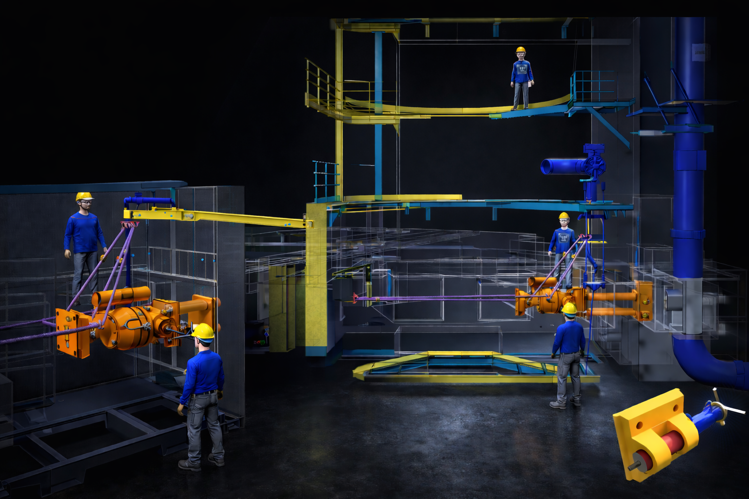 Études d'implantation — machines de soudage orbital, plateformes et dispositifs de manutention autour du générateur de vapeur